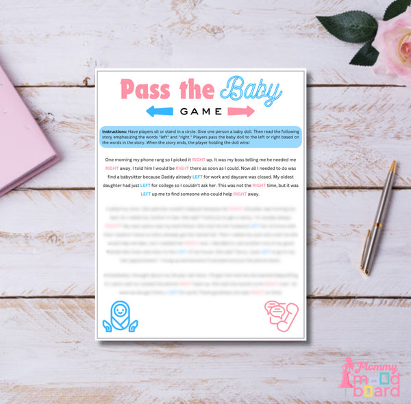 PASS THE BABY Baby Shower Game